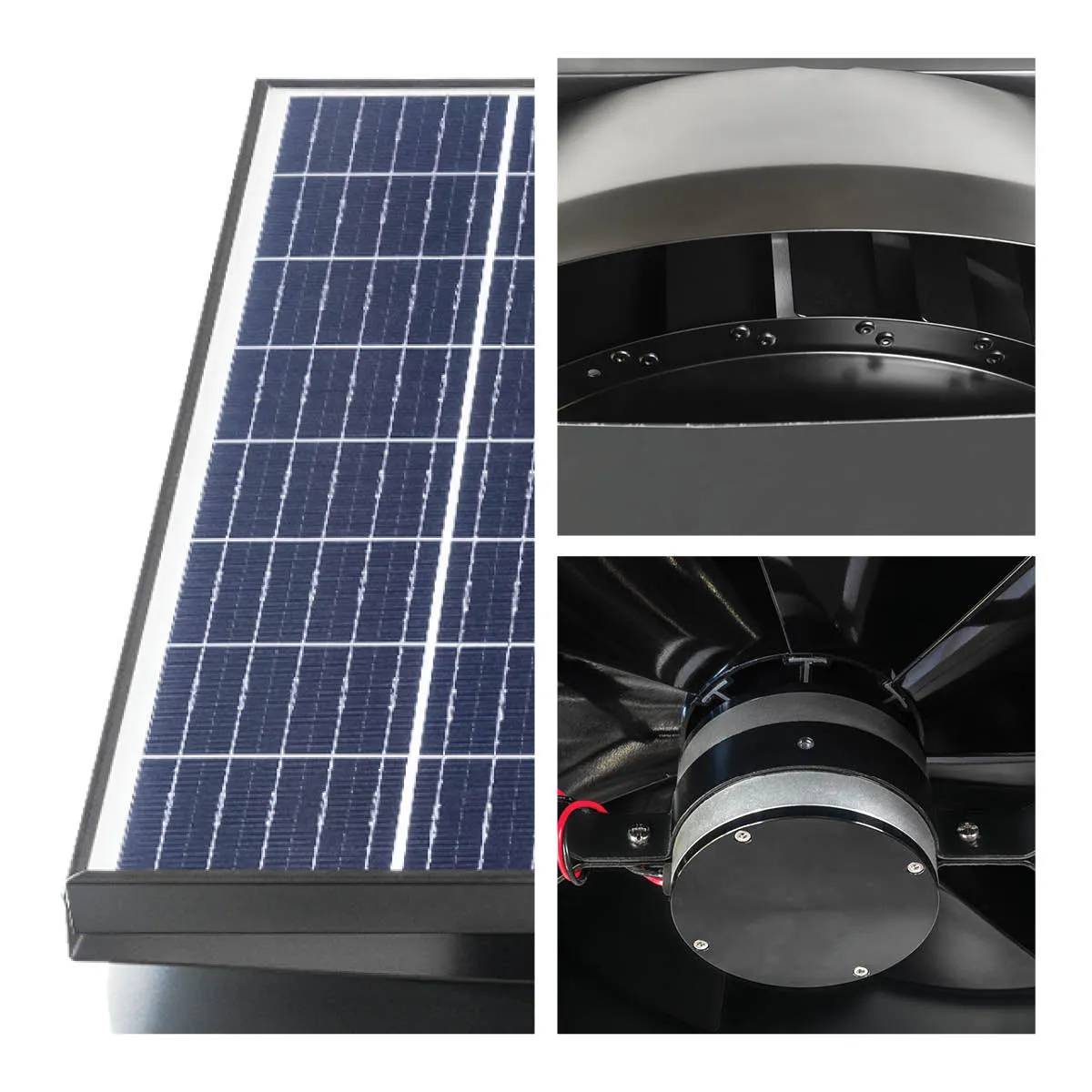 1,280 CFM Steel Solar Powered Roof Mount Attic Ventilator with Adjustable Mounted 50W Solar Panel