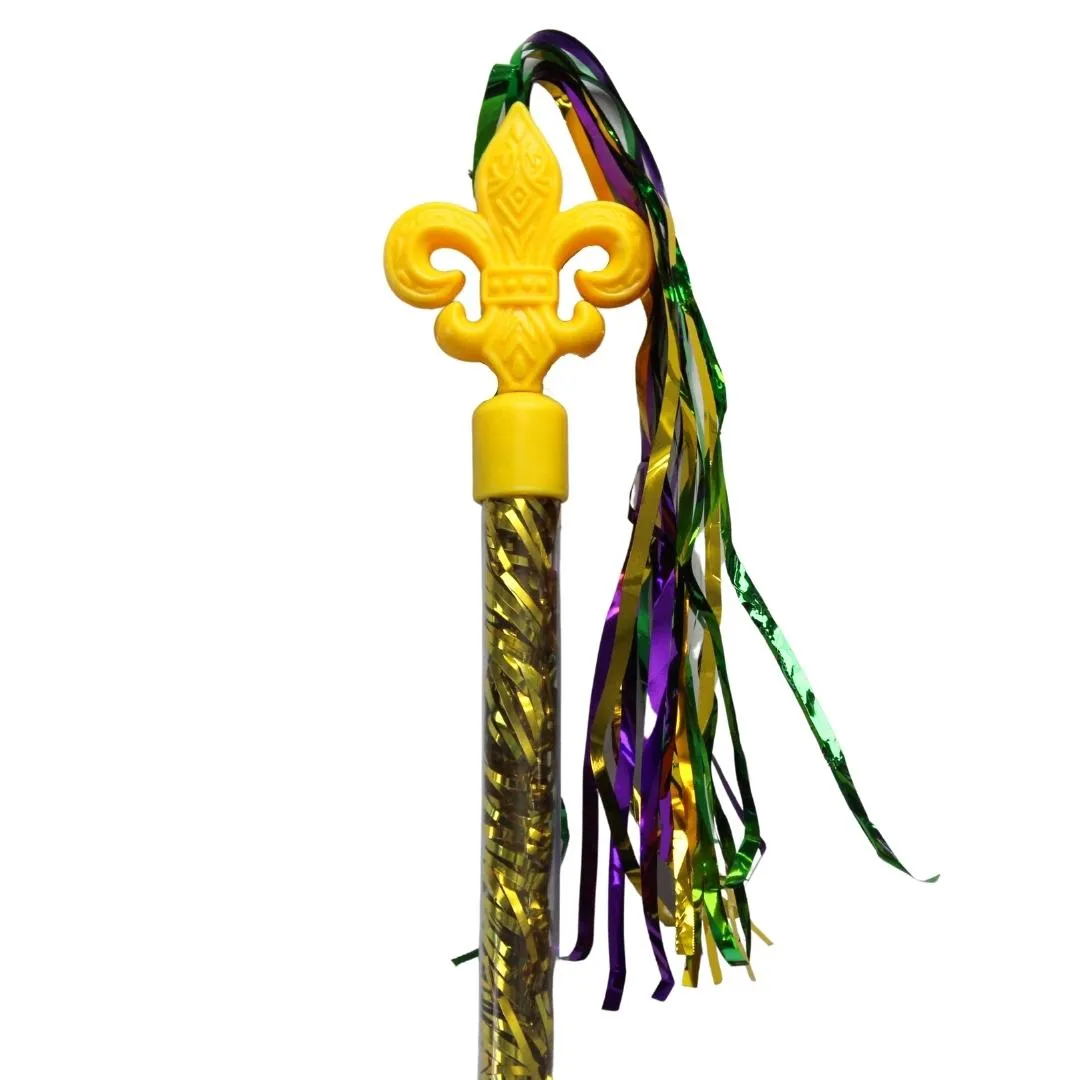 19.5" Fleur De Lis Purple, Green and Gold Baton (Pack of 6)