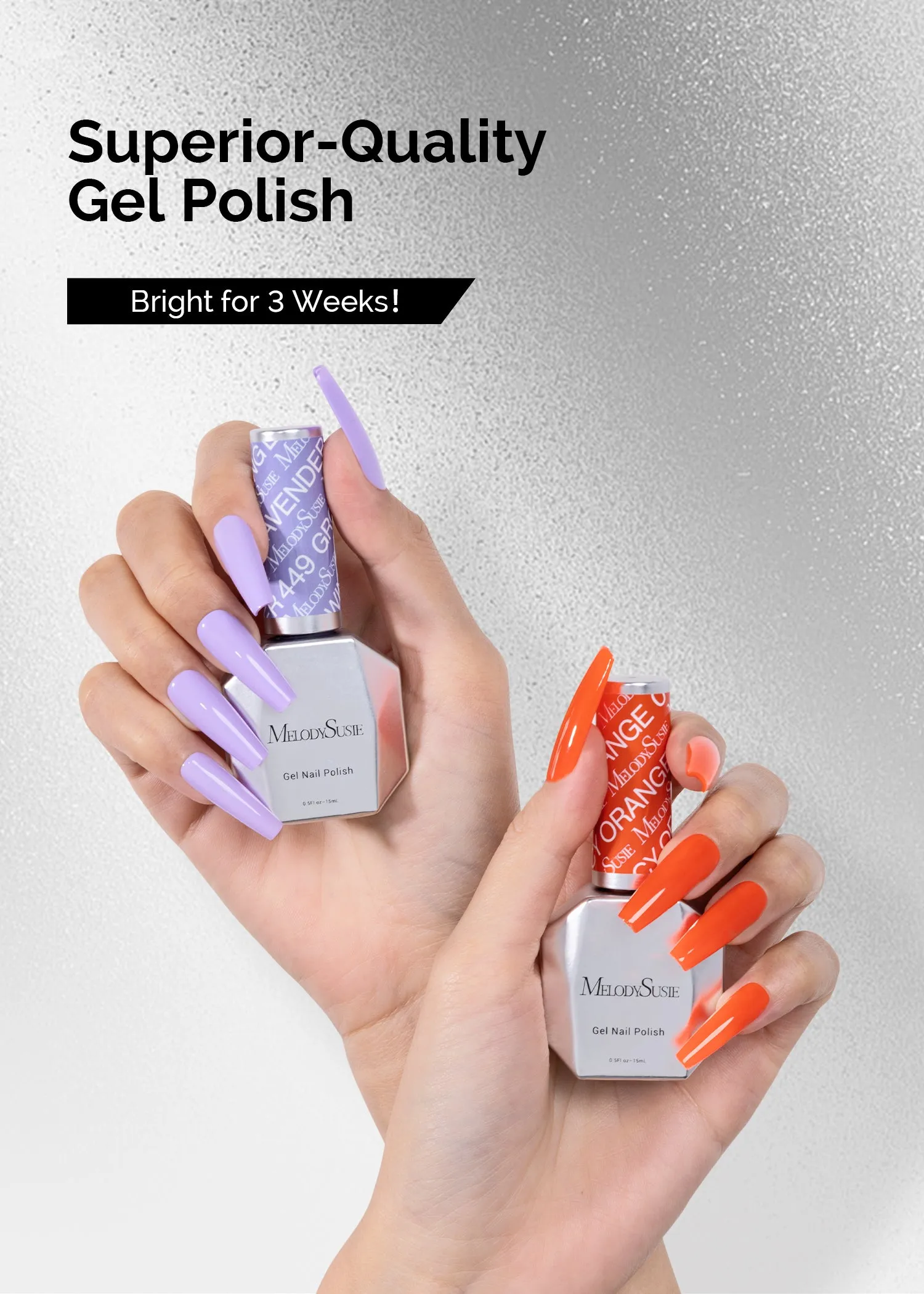 2 Pack 15ml Gel Nail Polish (Purple and Orange)