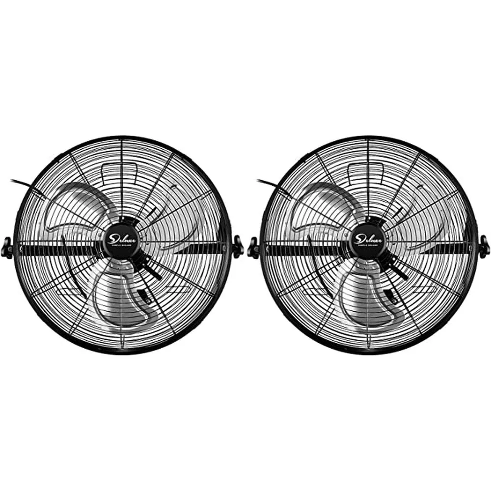 20 Inch High Velocity 3 Speed, Black Wall-Mount Fan, 2-Pack