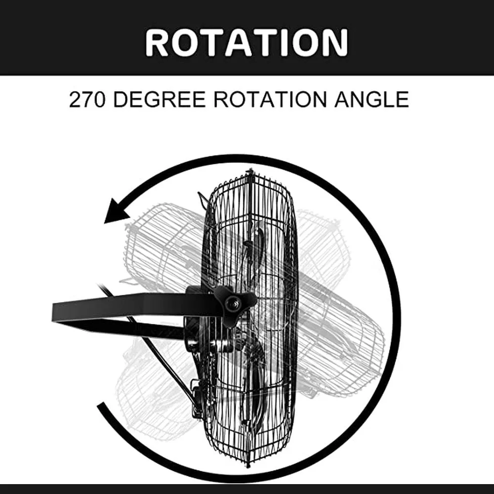 20 Inch High Velocity 3 Speed, Black Wall-Mount Fan, 2-Pack