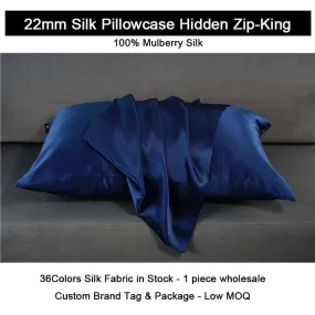 22 Momme Silk Pillowcase - Hidden zip - King size - custom and wholesale