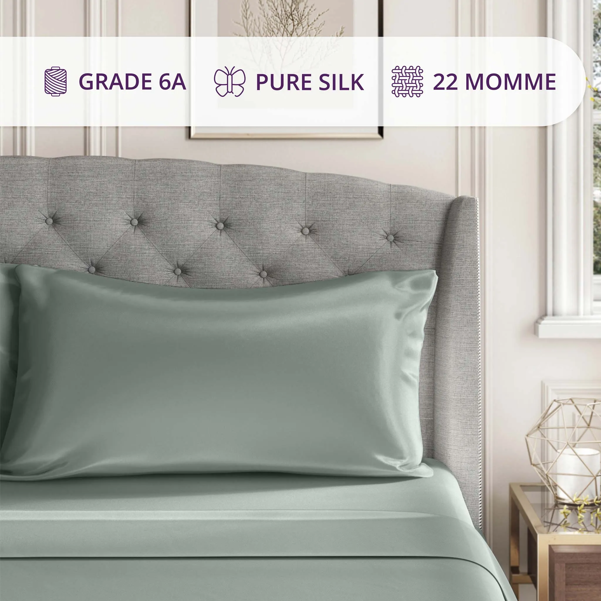 22 Momme Silk Pillowcase - Sage