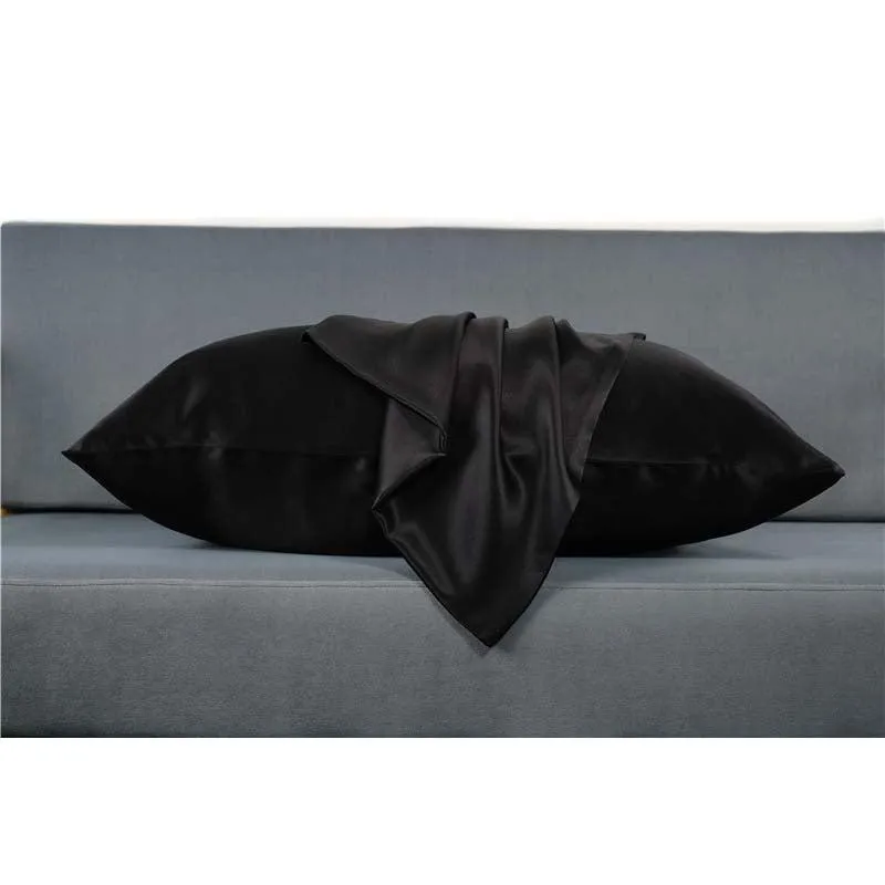 25 momme silk pillowcase - queen - envelope - Black