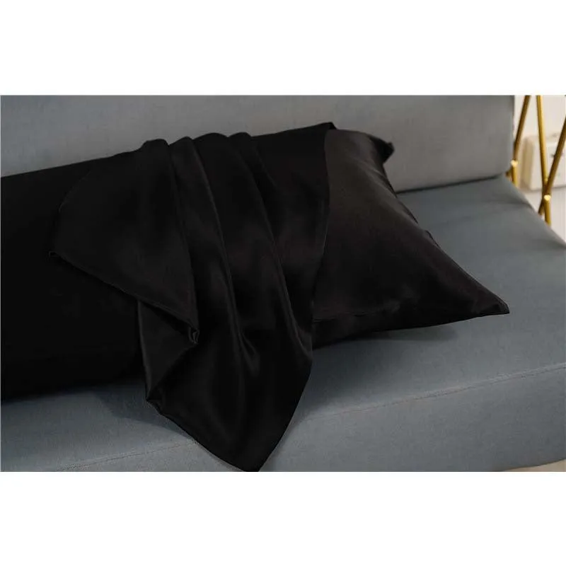 25 momme silk pillowcase - queen - envelope - Black