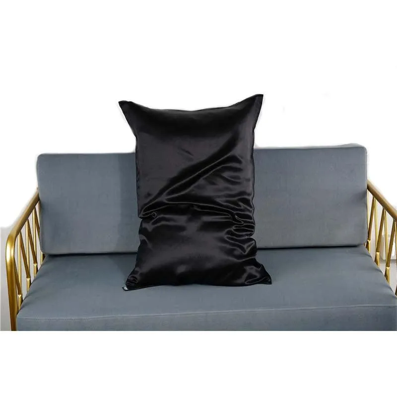 25 momme silk pillowcase - queen - envelope - Black