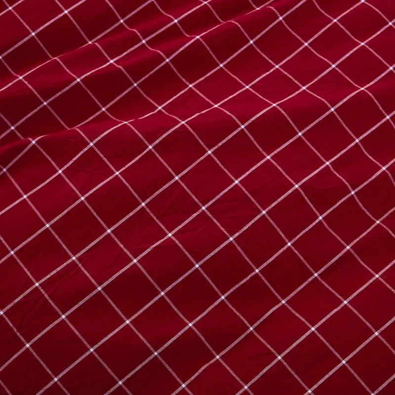 3 PCs Double Bed Sheet -Red Check