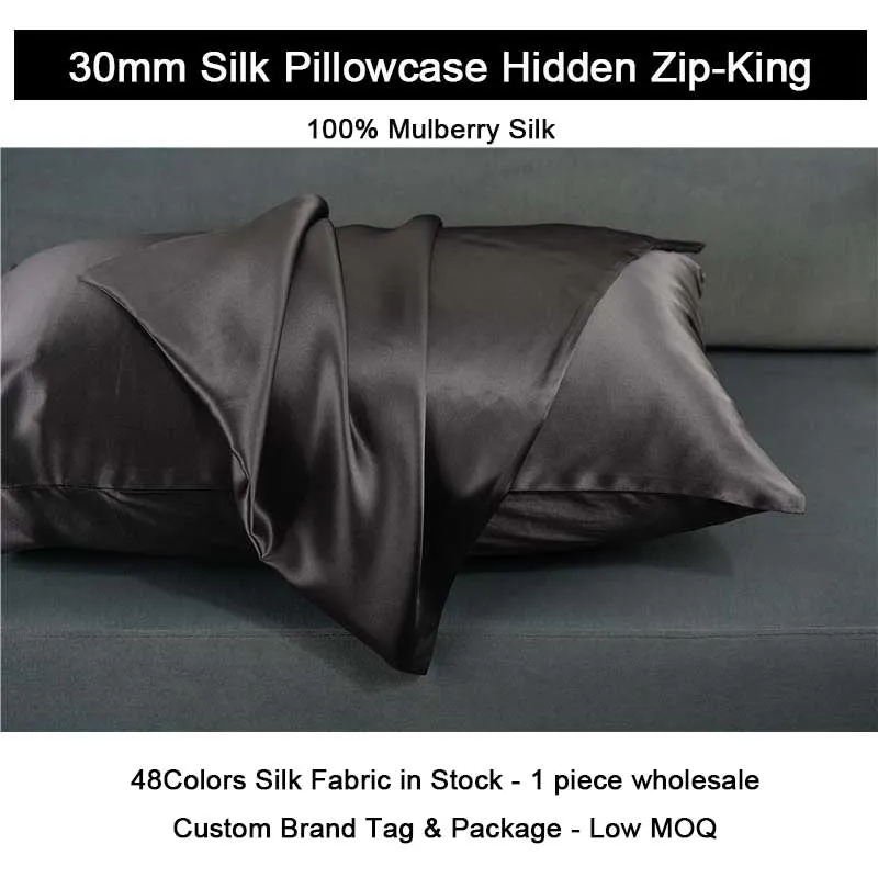 30 Momme Silk Pillowcase - Hidden zip - King size - custom and wholesale