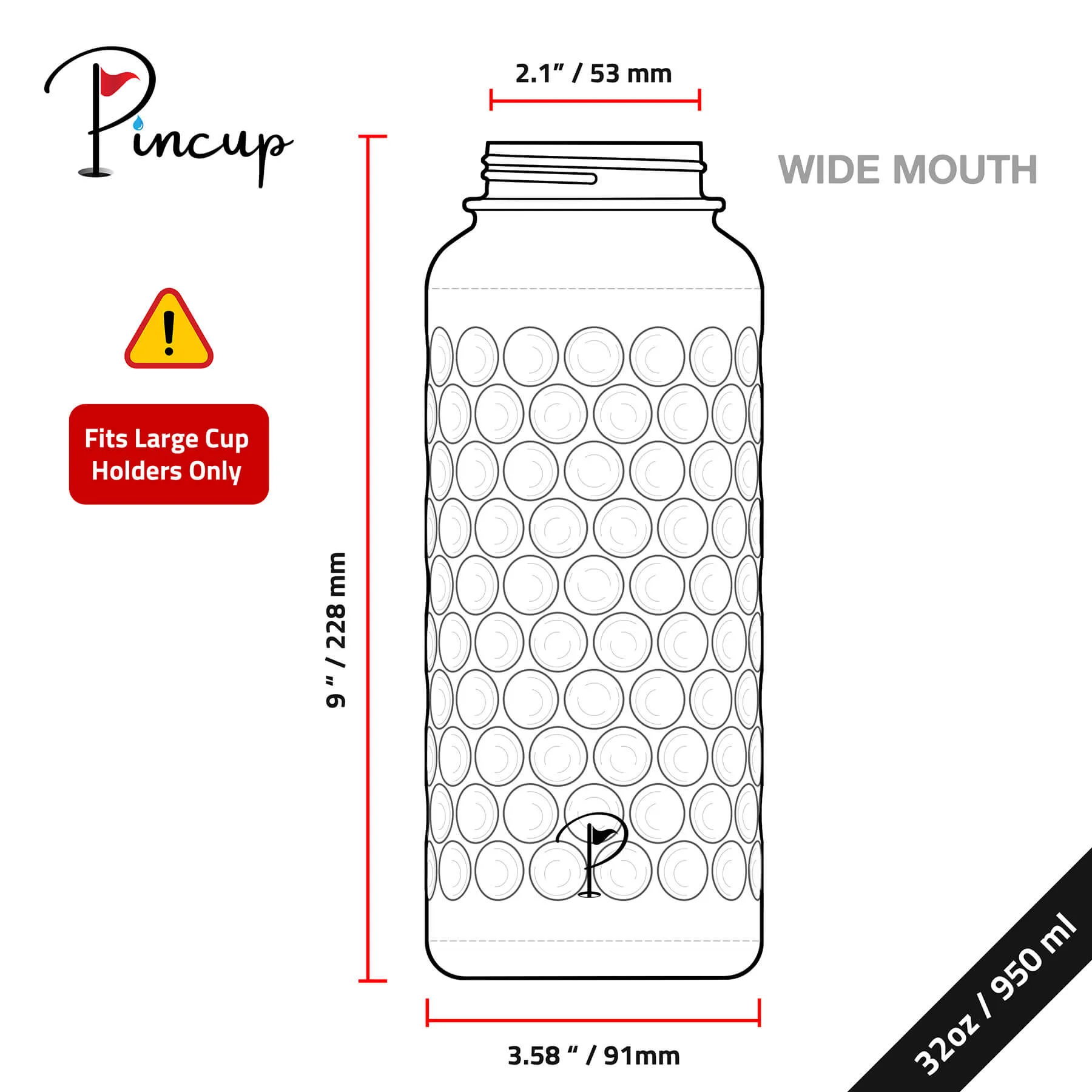 32 oz White Straw Lid Water Bottle