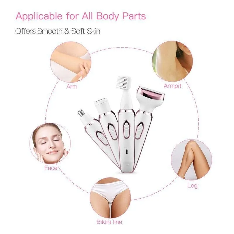 4 in 1 Electric Women Epilator Bikini Body Armpit Electric USB