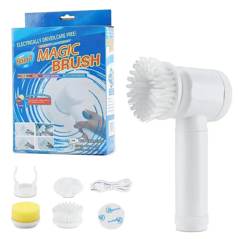 5 in 1 Electric Spin Brush Scrubber Rechargeable Cleaning Tool