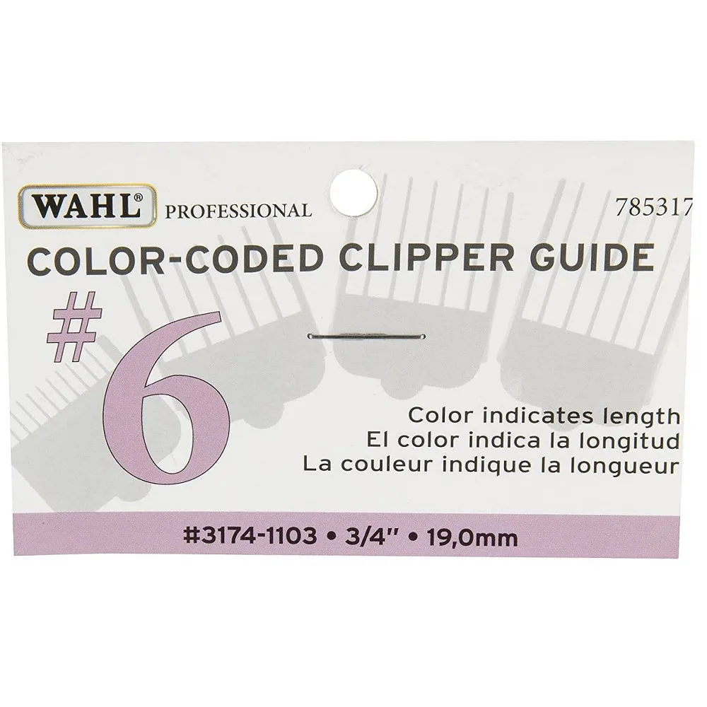 5 Pack Wahl Color-Coded Clipper Guide #6 - 3/4" #3174-1103