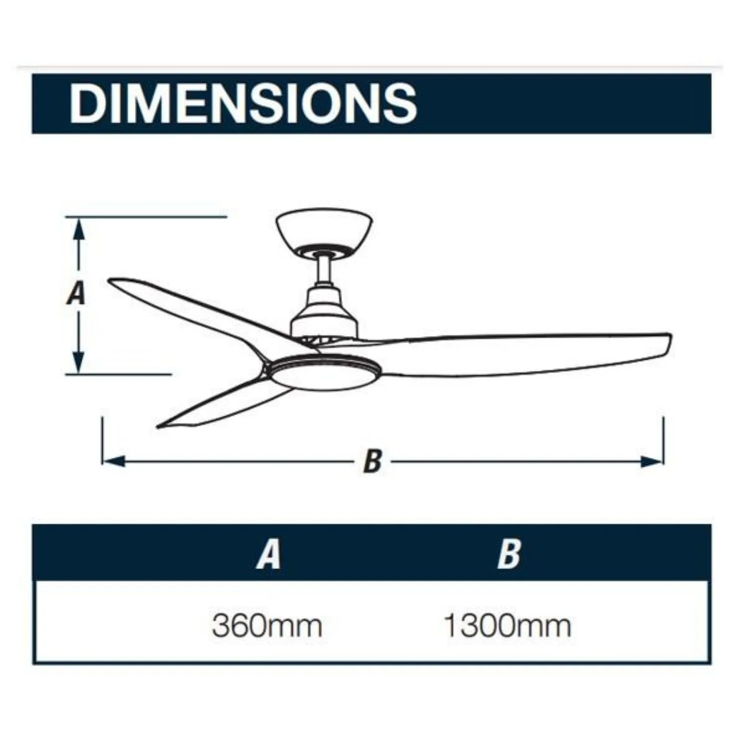 52" Skyfan DC Ceiling Fan w/ 3 Blades in Black, Teak or White SKY1303BL, SKY1303TK, SKY1303WH