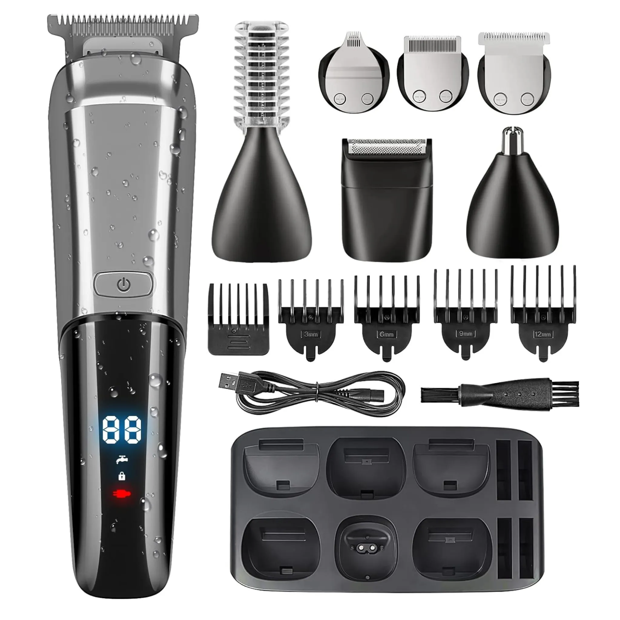 6-in-1 Generic Men's IPX7 Waterproof Hair Clippers & Hair Trimmer Kit