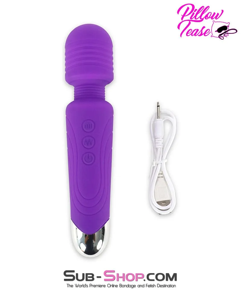 7386M      20 Function Purple Silicone Waterproof Rechargeable Wand Massager