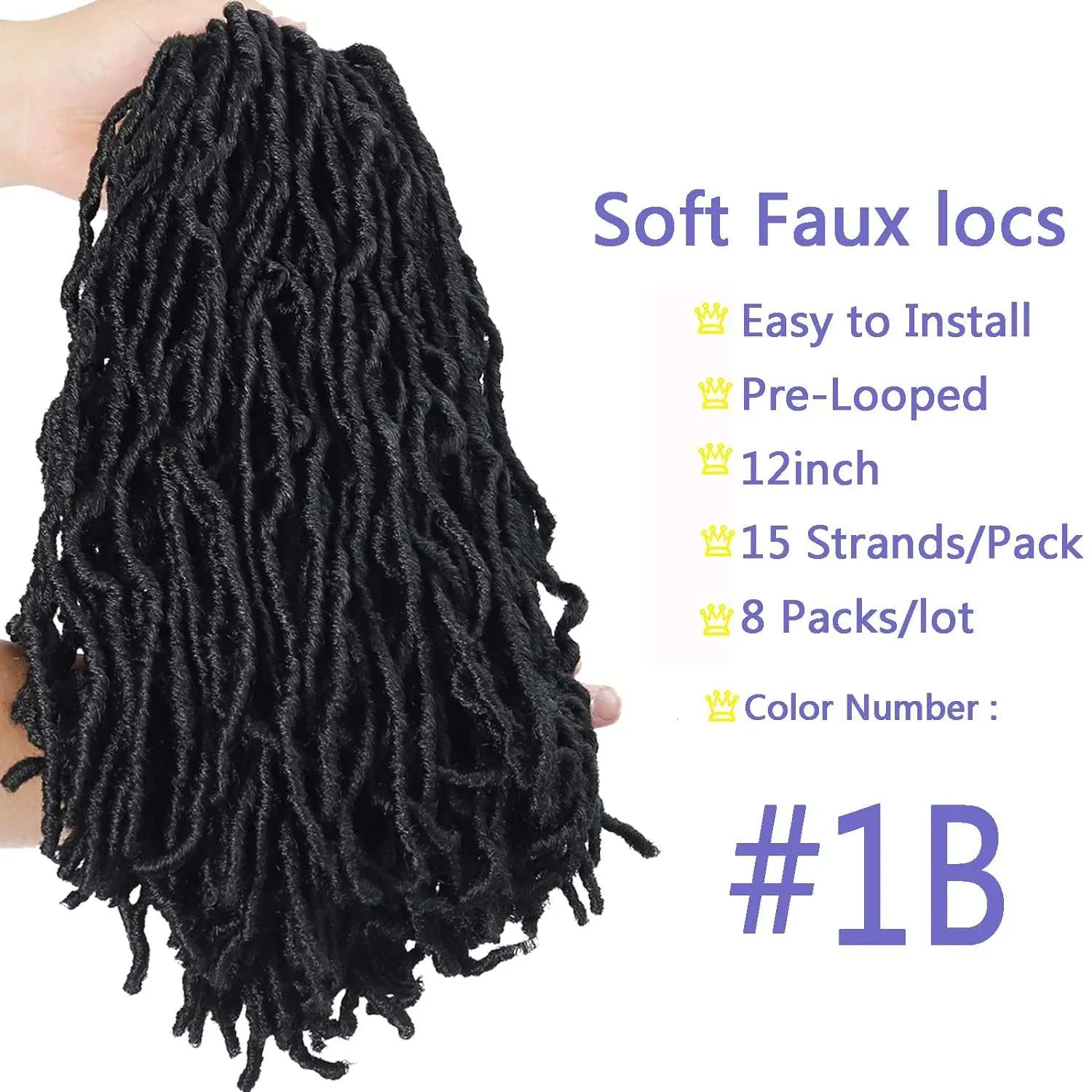 8 Packs Short Faux Locs Crochet Hair - 120 Strands