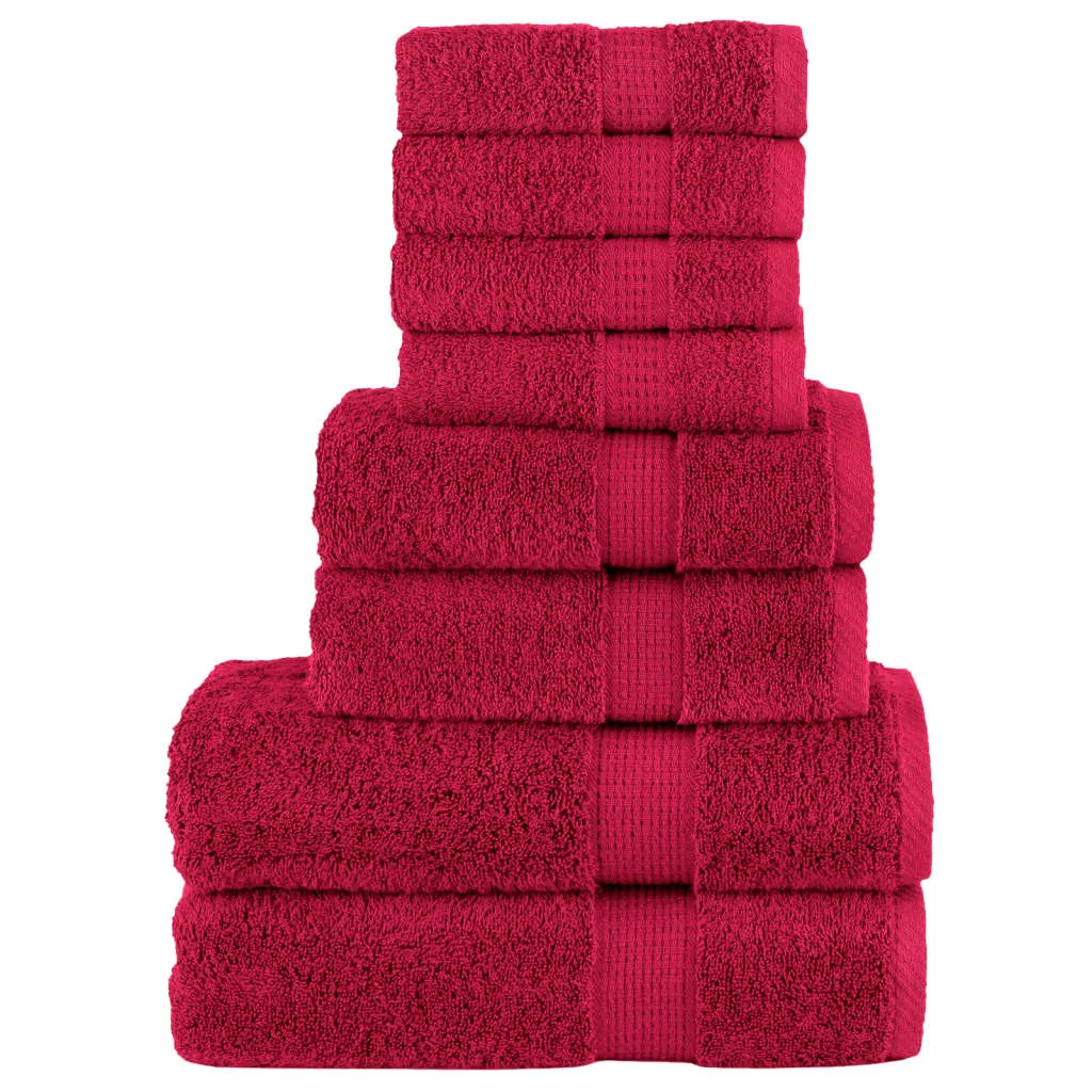 8 Piece Premium Towel Set Red 600 gsm 100% Cotton