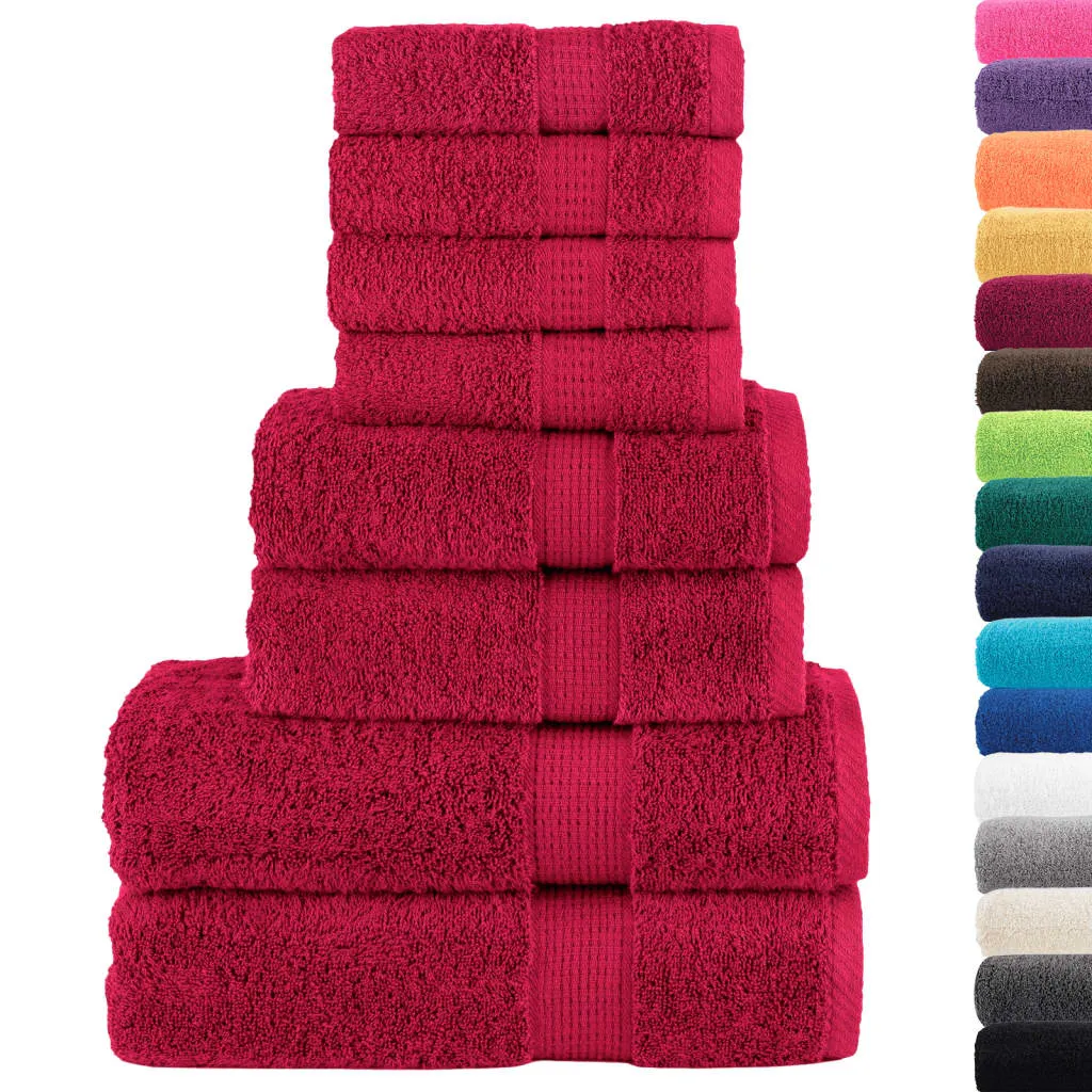 8 Piece Premium Towel Set Red 600 gsm 100% Cotton