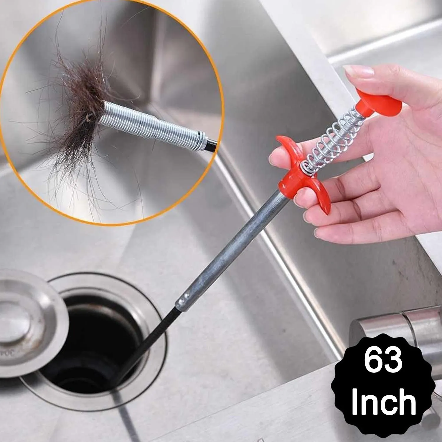 9127 Metal Wire Brush Hand Kitchen Sink Cleaning Hook Sewer Dredging Device (160 cm)