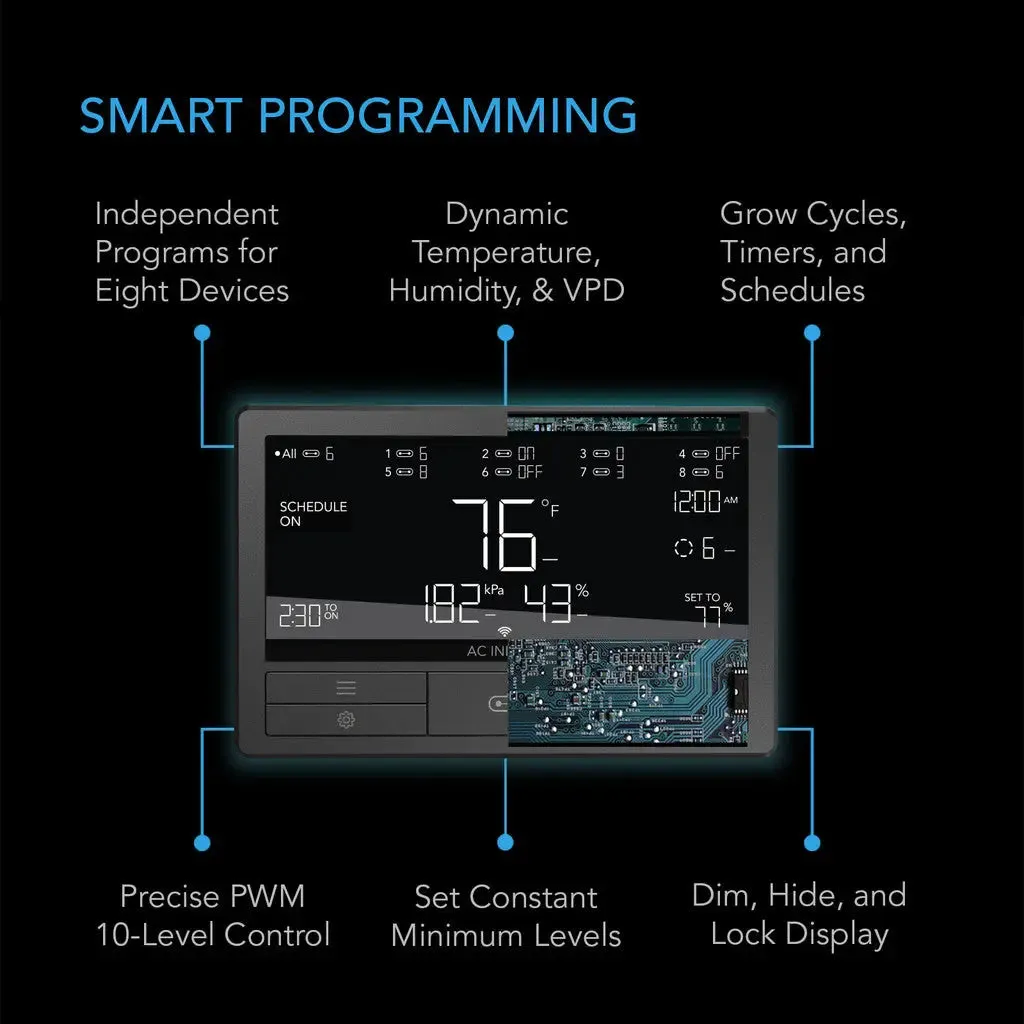 AC Infinity CONTROLLER 69 PRO  WIFI Eight Device Temp/Humidity/Cycle   Data App