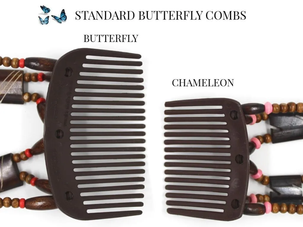 African Butterfly Chameleon Hair Comb - Ndalena Clear 19