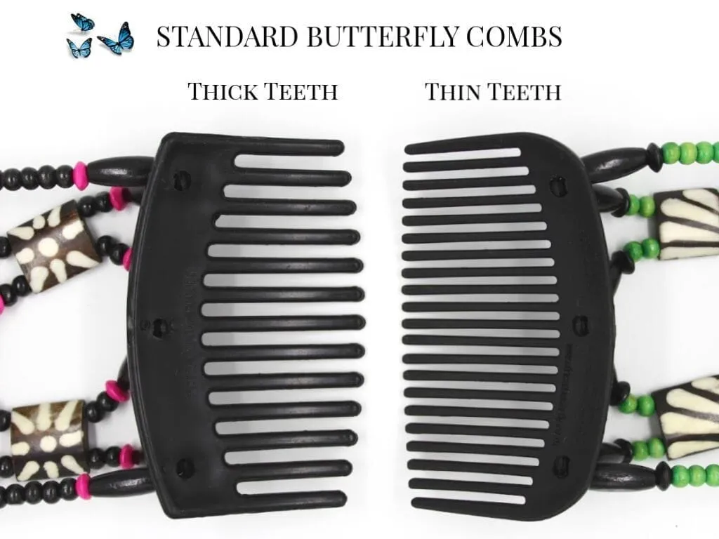 African Butterfly Hair Comb - Beada Black 160