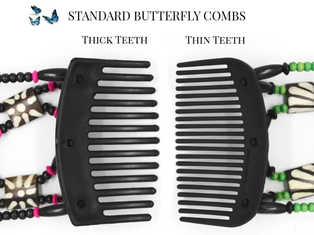 African Butterfly Thick Hair Comb - Beada Brown 181