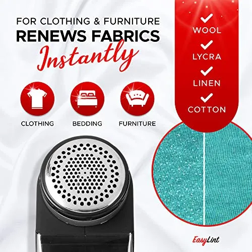 Alwayslux EasyLint Professional Sweater Shaver Best Rated Lint Fuzz Pill Remover for Clothes, Fabrics and Furniture. Includes Zipper Storage Case.