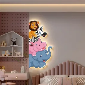 Animal Murals Led Wall Lamp With Plug Wire For Kids Room