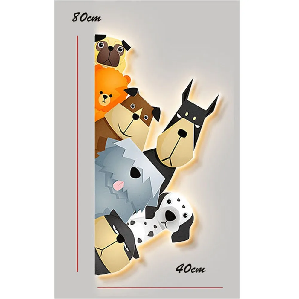 Animal Murals Led Wall Lamp With Plug Wire For Kids Room