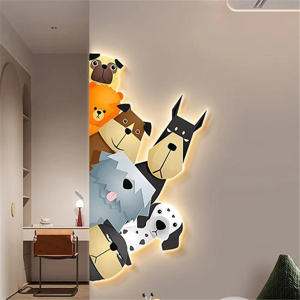 Animal Murals Led Wall Lamp With Plug Wire For Kids Room