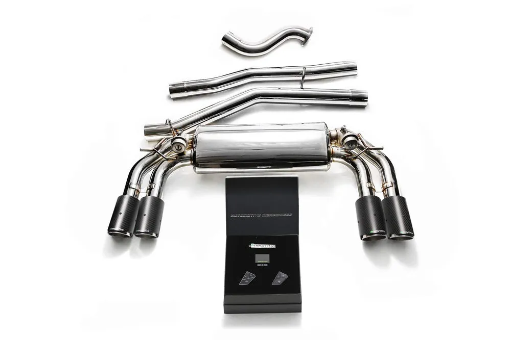 ARMYTRIX Stainless Steel Valvetronic Catback Exhaust System Quad Carbon Tips Volkswagen Golf R MK7 2014-2016