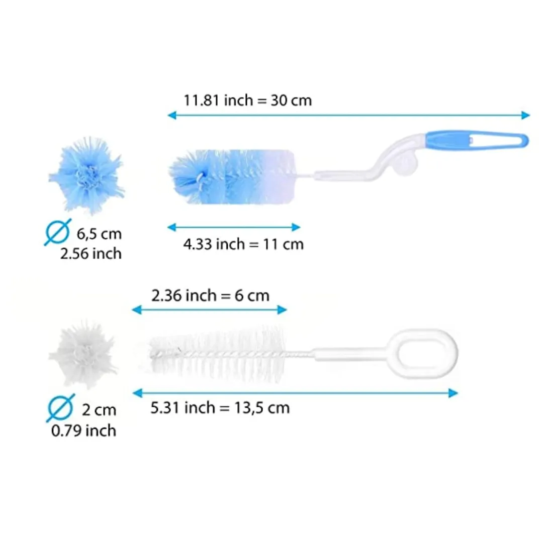 Baby Milk Bottle Cleaner Tong (Set of 2) Nipple & Straw Nylon Cleaning Brush