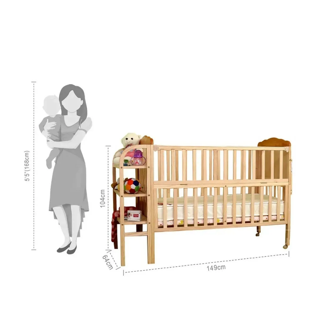 BABYHUG Lily Wooden Cot, Dimensions: 149×64×104 cm