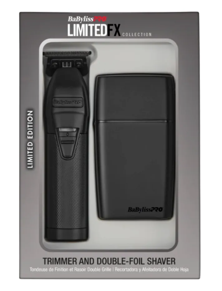 BaByliss PRO LimitedFX MatteBlack Trimmer & Double Foil Shaver – FXLFS1MB