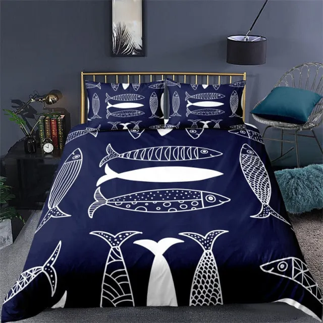 Bedding Set with Fish Print