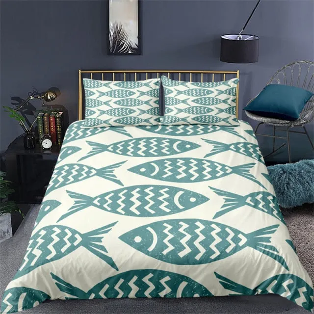 Bedding Set with Fish Print