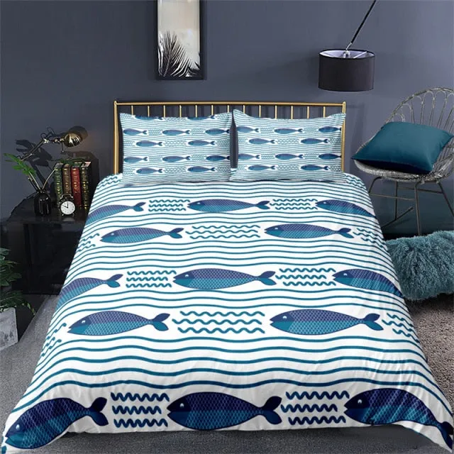 Bedding Set with Fish Print