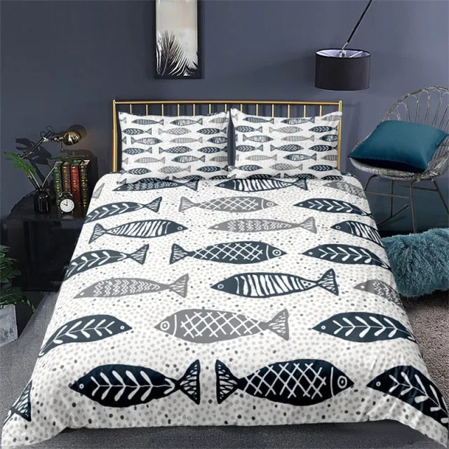 Bedding Set with Fish Print