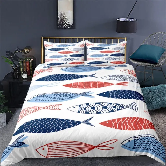 Bedding Set with Fish Print