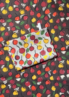 Cherries Tea Towel - Grey / Bitter Chocolate