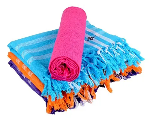 Cotton Bath Towel 480 GSM (Set of 4, Lavender, Blue, Pink, Orange, 75 cm X 150 cm)