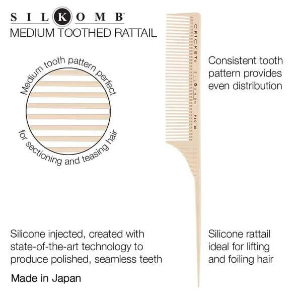 Cricket Silkomb Pro-60 Medium Toothed Rattail Comb