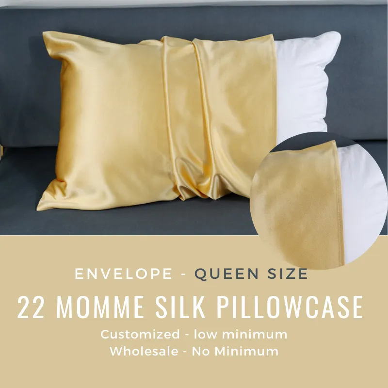 Custom Wholesale Silk Pillowcase 22 Momme Envelope Closure - Queen size