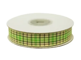 Distinct Plaid Ribbon 5/8" x 25yrds per roll-Apple Green