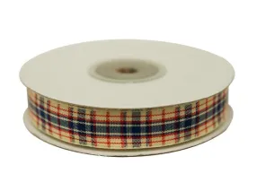 Distinct Plaid Ribbon 5/8" x 25yrds per roll-Navy Blue