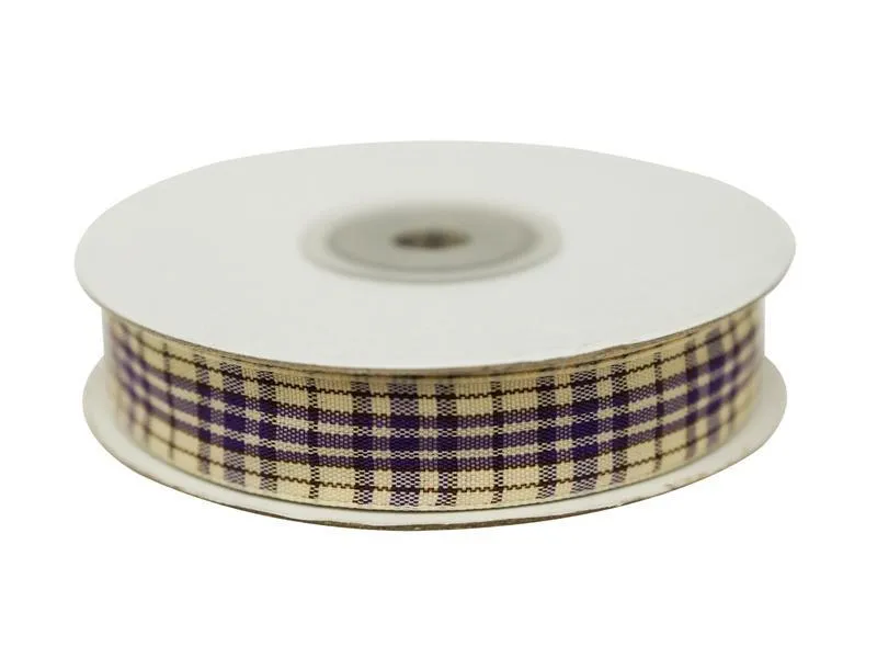 Distinct Plaid Ribbon 5/8" x 25yrds per roll-Purple