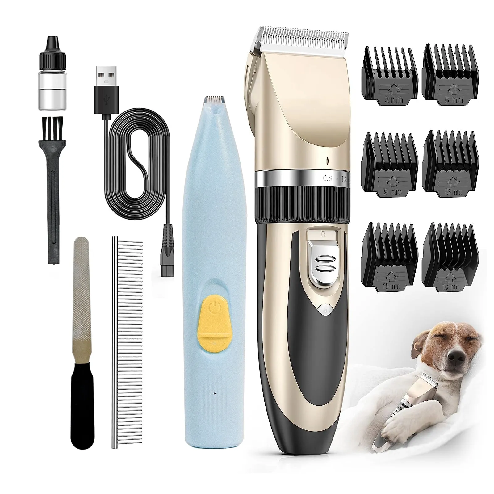 Dog Shaver Clippers Low Noise Rechargeable Cordless Electric Quiet Hair Clippers Set for Dogs Cats Pets