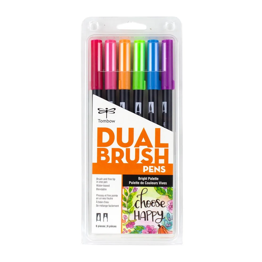 Dual Brush Pen Art Markers Bright 6-Pack