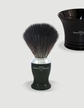 Edwin Jagger - Diffusion 72 Series - Shaving Brush, Black Synthetic Fibre, Imitation Ebony, Chrome Plated